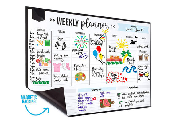 Magnetisch droog uitwisbaar whiteboardblad 16 bij 11 inch Inclusief 4 markeringen Perfect voor planningsnotities en boodschappenlijstjes