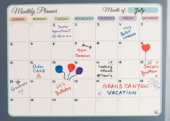 Magnetische koelkast Kalender Magnetische weekplanner voor droog wissen Maandelijkse planner met vlekwerend oppervlak voor eenvoudig schrijven en wissen