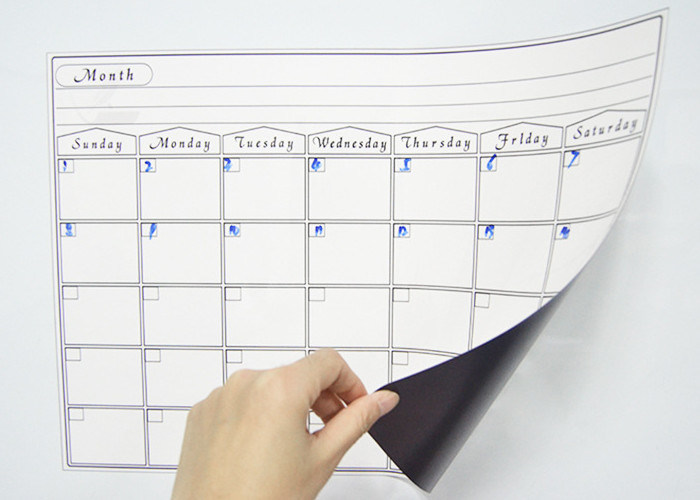 PET Oppervlak 17x12" Whiteboard Magnetische Maandelijkse Kalender Promotionele Magneet Kalender Magnetische Boodschappenlijst Voor Koelkast