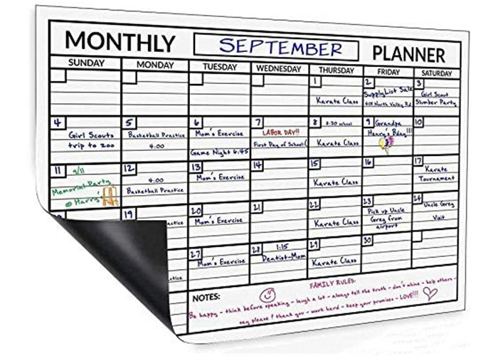 Papieren Koelkastmagneet Magnetische Maandelijkse Planner 12 bij 16 Inch Aangepaste Whiteboard Kalender met Vier Heldere Magnetische Dop Markers voor Gemakkelijk